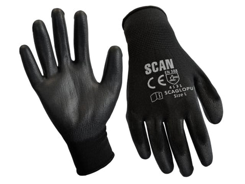 Scan SCAGLOPU240X Black PU Coated Gloves - XL (Size 10)