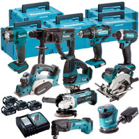 Makita 10 Piece Kit 18V Li-ion With 4 x 5.0Ah Batteries and Charger (DBR KIT)