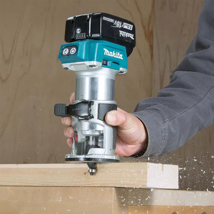 Makita DRT50ZJ 18V Brushless 1/4 Router Trimmer Case + 12 Pcs Router Cutter Set
