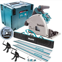 Makita DSP600ZJ 36V Brushless 165mm Plunge Saw with 2x1.5m Guide Rail+Clamp+Bag+Blade