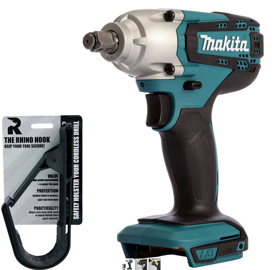 Makita DTW190Z 18V 1/2" Impact Wrench Body with Rhino Hook Tool Belt
