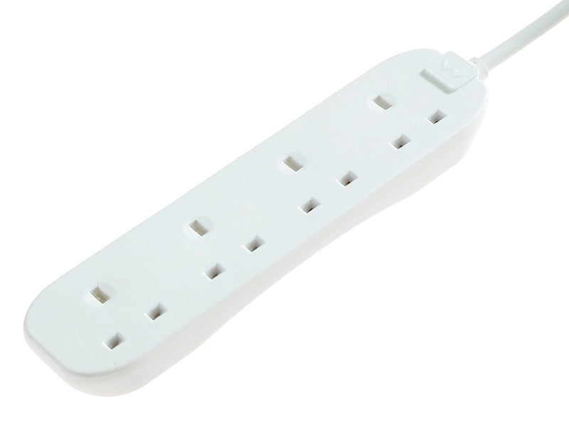 Masterplug Extension Lead 240V 4-Gang 13A White Surge Protected 2m MSTSRG4210