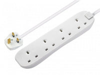 Masterplug Extension Lead 240V 4-Gang 13A White Surge Protected 2m MSTSRG4210