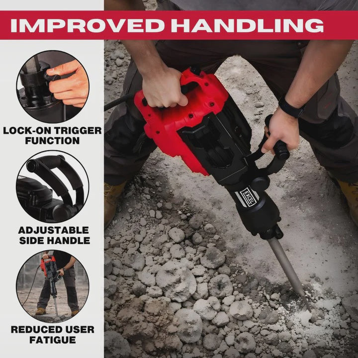 Excel 1700W 55J Hex Shank Demolition Hammer Breaker 230V with Case & Chisels