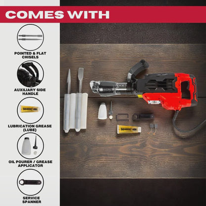 Excel 1700W 55J Hex Shank Demolition Hammer Breaker 230V with Case & Chisels