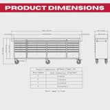 Excel 96" 24 Drawer Stainless Steel Tool Chest Heavy Duty Storage Cabinet