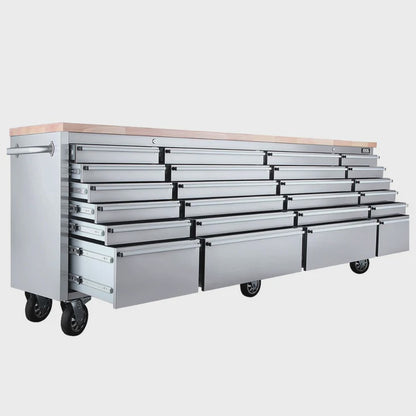 Excel 96" 24 Drawer Stainless Steel Tool Chest Heavy Duty Storage Cabinet