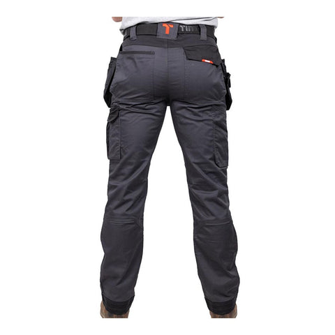 Timco W40 L32 Craftsman Trousers Heavy Duty 4-way Grey/Black CTGBK4032