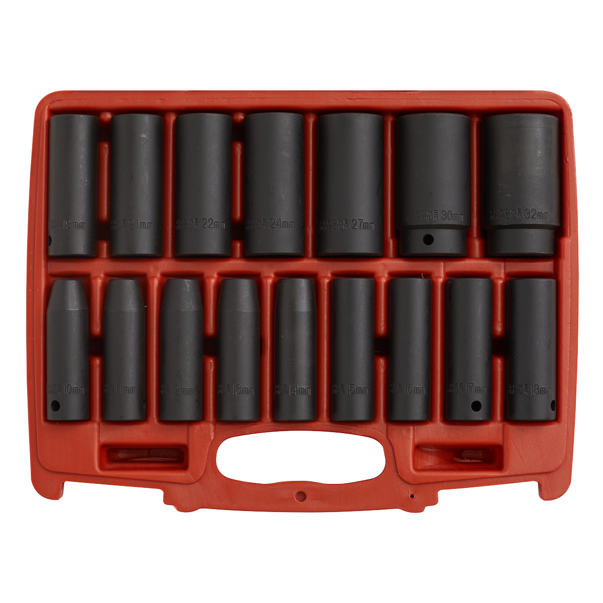 Sealey AK5816M 1/2"Sq Drive Deep Metric Impact Socket Set 16pc