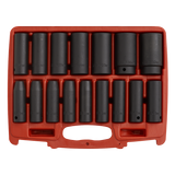 Sealey AK5816M 1/2"Sq Drive Deep Metric Impact Socket Set 16pc