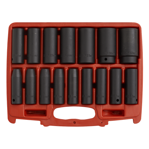Sealey AK5816M 1/2"Sq Drive Deep Metric Impact Socket Set 16pc