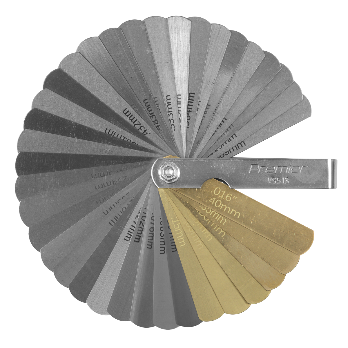 Sealey VS513 Premier Combination Steel/Brass Dual Marked Feeler Gauge 36 Blade