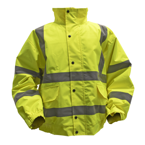 Sealey 802L Worksafe® Hi-Vis Yellow Jacket with Quilted Lining, Elasticated Waist & Cuffs Large