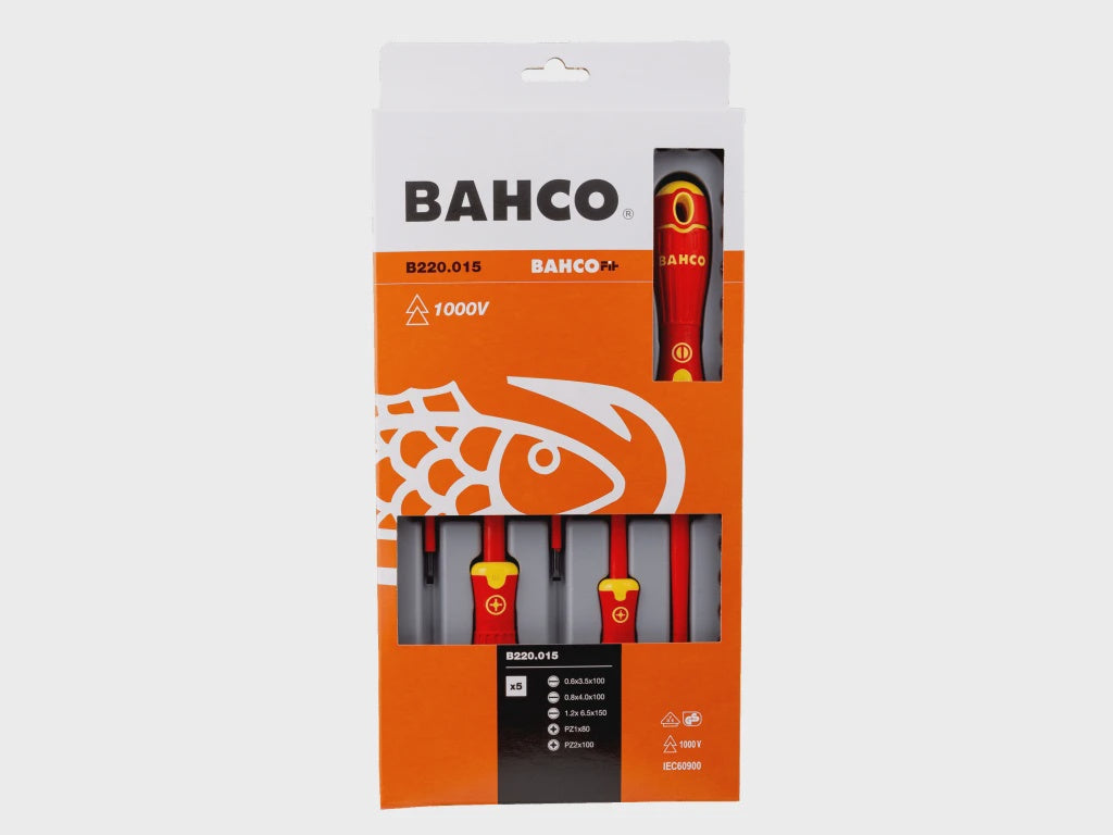 Bahco B220.015 VDE Insulated Screwdriver 5 Piece Set Slotted/Pozidriv 1000V BAHCOFIT BAHB220015