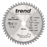 Trend Wood Circular Saw Blade 190mm x 20mm x 48T Fine Finish CSB/19048B