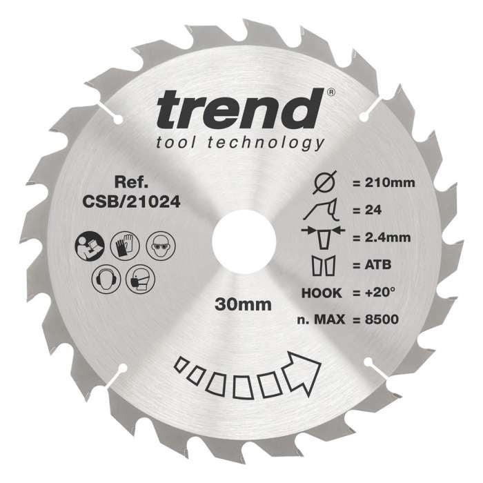 Trend Wood Circular Craft General Purpose Saw Blade 210mm x 30mm x 24T Fine Finish CSB/21024
