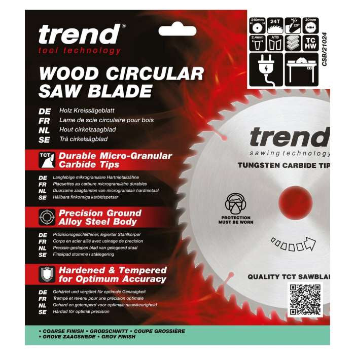 Trend Wood Circular Craft General Purpose Saw Blade 210mm x 30mm x 24T Fine Finish CSB/21024