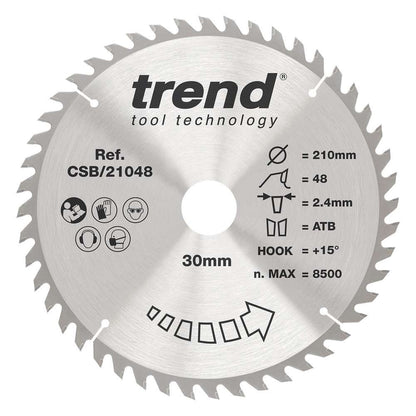 Trend Wood Circular Craft Combination Saw Blade 210mm x 30mm x 48T CSB/21048