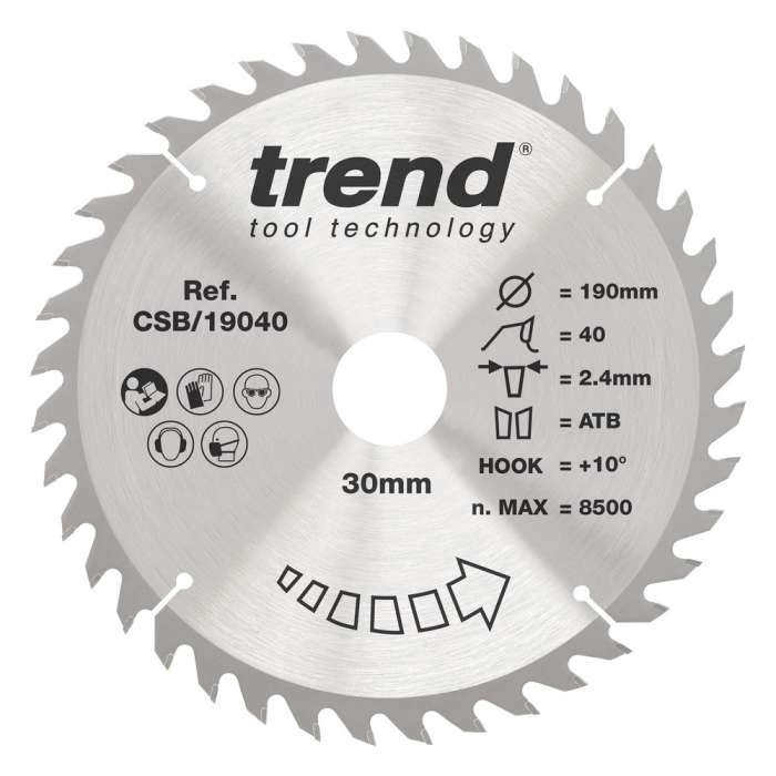 Trend Wood Circular Craft Combination Saw Blade 190mm x 30mm x 40T CSB/19040