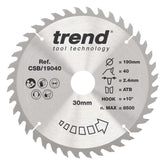 Trend Wood Circular Craft Combination Saw Blade 190mm x 30mm x 40T CSB/19040