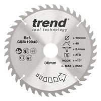 Trend Wood Circular Craft Combination Saw Blade 190mm x 30mm x 40T CSB/19040