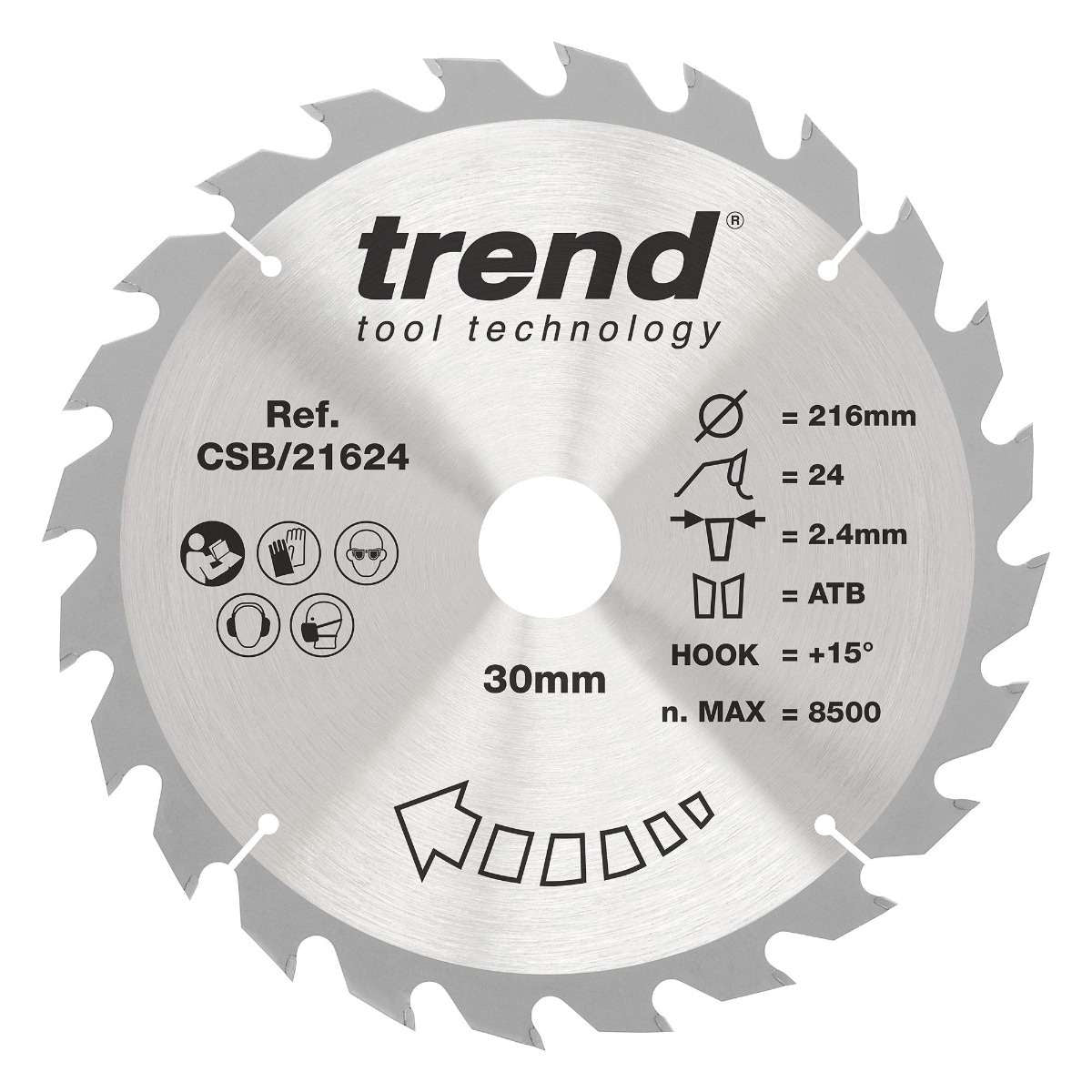 Trend Wood Circular Ripping Table Saw Blade 216mm x 30mm x 24T CSB/21624