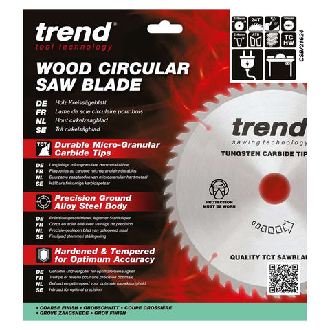 Trend Wood Circular Ripping Table Saw Blade 216mm x 30mm x 24T CSB/21624