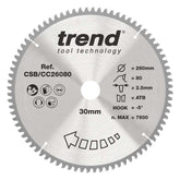 Trend Wood Mitre Craft Crosscut Saw Blade 260mm x 30mm x 80T CSB/CC26080