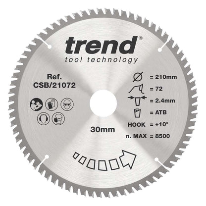 Trend Wood Circular Craft General Purpose Saw Blade 210mm x 30mm x 72T CSB/21072