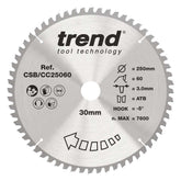 Trend Wood Crosscut Mitre Saw Blade 250mm x 30mm x 60T CSB/CC25060