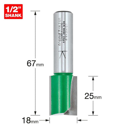 Trend Two Flute Straight Cutter 18.0mm Dia. x 25mm Cut C028AX1/2TC
