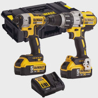 Dewalt 18V XR Brushless (DCD996 + DCF850) Twin Pack With 2 x 5.0Ah Batteries Charger In Case