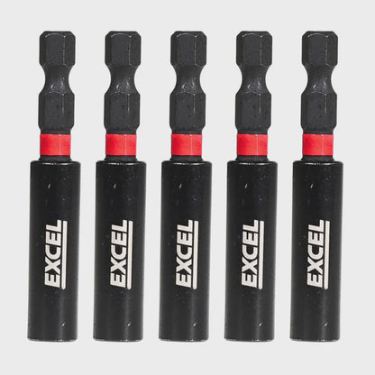 Excel 60mm Magnetic Impact Bit Holder with Blister Card Pack of 5
