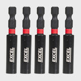 Excel 60mm Magnetic Impact Bit Holder with Blister Card Pack of 5