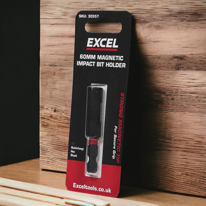Excel 60mm Magnetic Impact Bit Holder with Blister Card Pack of 5